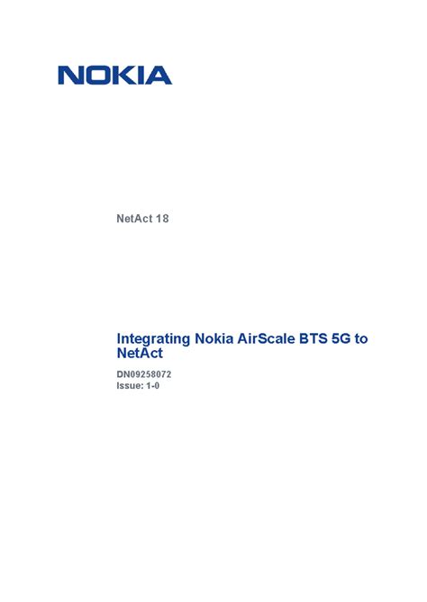Pdfcoffee com integrating nokia airscale bts 5g to netact 2018 1114 ...