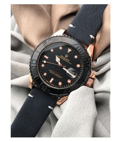 Rolex Leather Belt Black Watch For Men Price in India: Buy Rolex Leather Belt Black Watch For ...