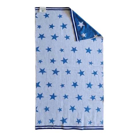Patriotic Blue & White Stars Reversible Velour Beach Towel, 34x64