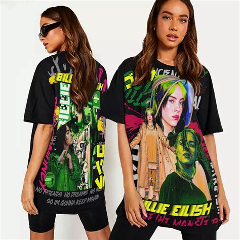 Billie Eilish Designs T Shirt Oversized Sublimation Print Bootleg ...