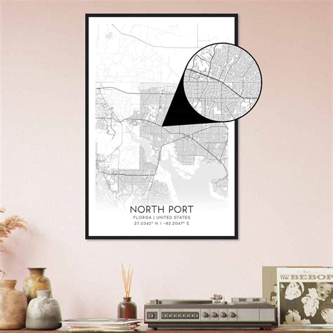 North Port Florida Map Poster, Modern Home Decor Wall Art Print ...