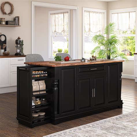 Black Kitchen Island With Granite Top Kennington Kitchen Island (Oak)
