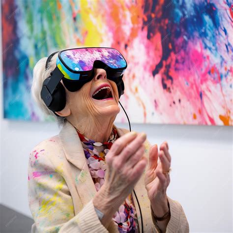 Premium Photo | An elderly woman immersed in a virtual reality art ...