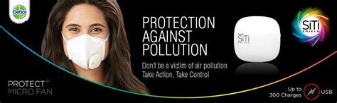 Dettol SiTi Shield Micro Fan with N95 Anti Pollution Smart Mask, Combo ...