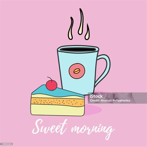 Cup Coffee With Bakery Stock Illustration - Download Image Now - Baked ...