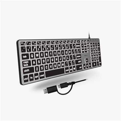 Backlit Mac Keyboard with Large Print | USB-C & USB-A | Macally