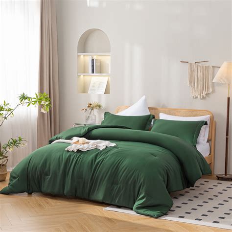 SPRINDAY Queen Comforter Set For Adult, 3 Piece Emerald Green Comforter ...