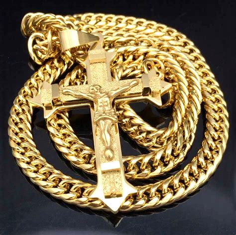 Massive Gold Crucifix Orthodox Cross Waterproof Necklace for - Etsy ...