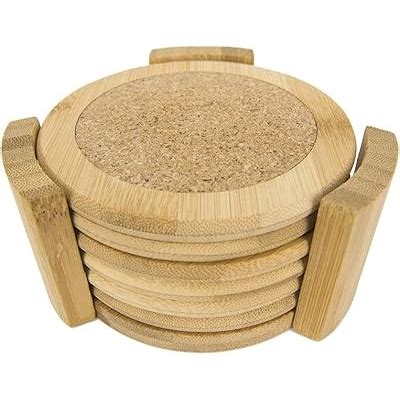 HomeBasics Buy Home Basics 6 Piece Bamboo Coaster Set at Ubuy India