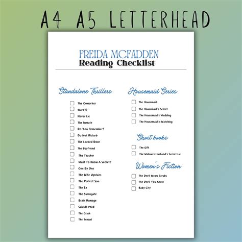 Printable List Of Freida Mcfadden Books - Free Printable Template