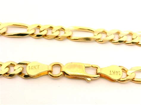 Men's Solid 14k Yellow Gold 23" Classic Figaro Link Chain Necklace For ...