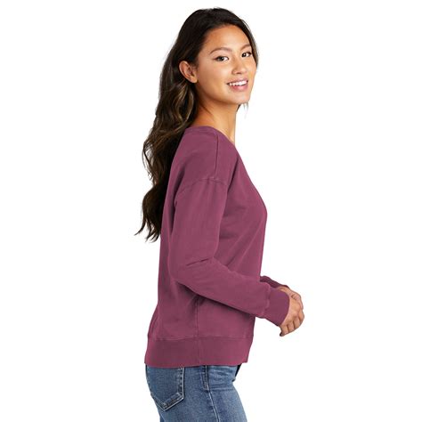 Port & Company LPC098V Ladies Beach Wash Garment-Dyed V-Neck Sweatshirt ...
