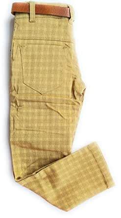 Samkart Formal Stretchable Checks Trousers for Boys with Belt (7-8 ...