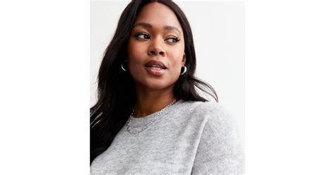 Curves Pale Grey Crew Neck Jumper | New Look