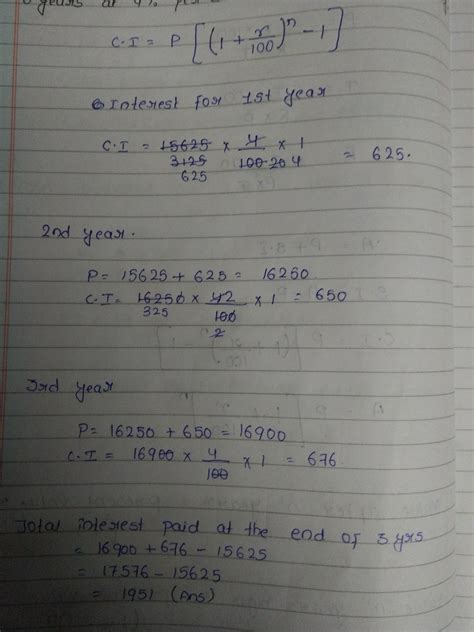 calculate the compound interest on rs 15625 for 3 years at 4% per annum ...