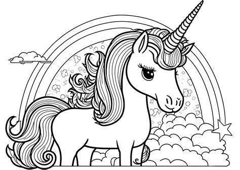 Unicorn and rainbow - Unicorn Coloring Pages