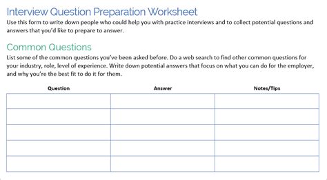Interview Preparation Worksheet 的图像结果