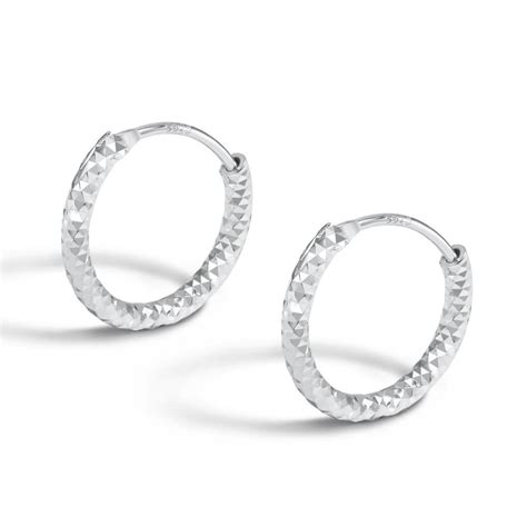 MISS JO 92.5 Sterling Silver Diamond Cut Hoops Earrings for women ...