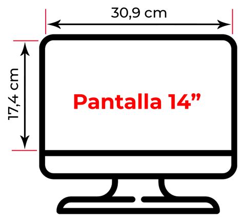 ¿Cuánto mide una pantalla de 14 pulgadas en centímetros?