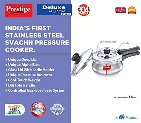 Prestige Deluxe Alpha Svachh Stainless Steel Outer Lid Pressure Cooker ...
