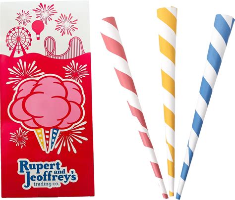 Amazon.com: Supkiir 100Pcs Cotton Candy Cones, Striped Colorful Cotton ...