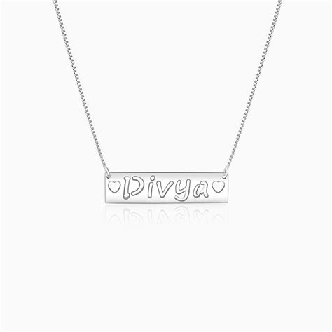 Silver Personalised Name Engraved with Love Necklace – GIVA