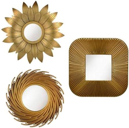 Buy SATYAM KRAFT 3 Pcs Glass Fiber Multi Shape Wall Mirror Hanging ...