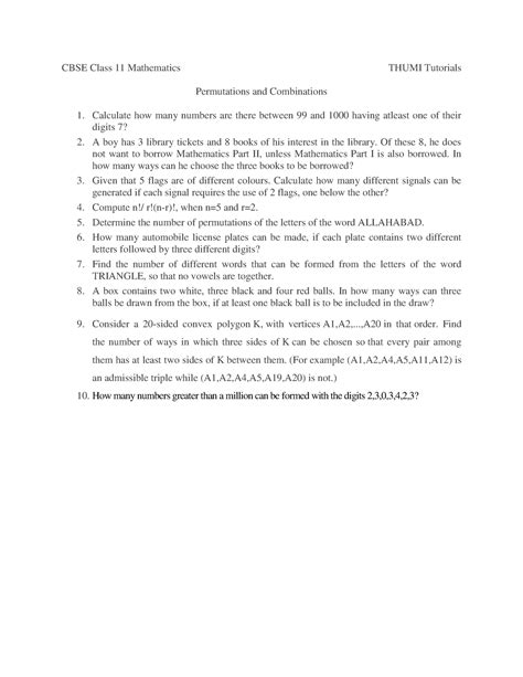 Cbse class 11 maths chapter 6 test - CBSE Class 11 Mathematics THUMI ...