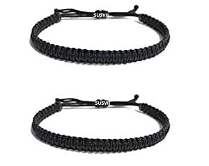 Buy SUSVIJ Handmade Black Thread Evil Eye Bracelet – Adjustable Nazar ...