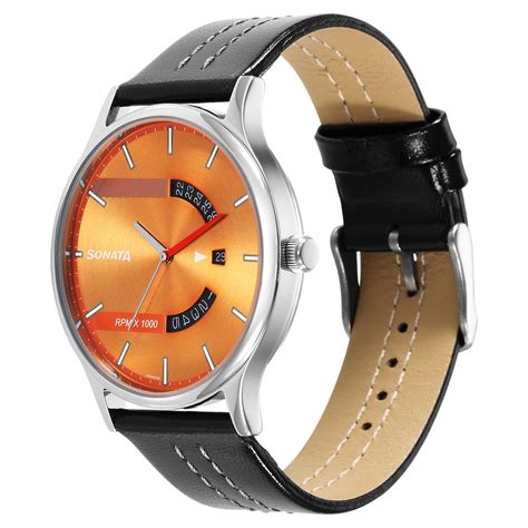 Buy Online Sonata RPM Yellow Dial Leather Strap Watch for Men ...