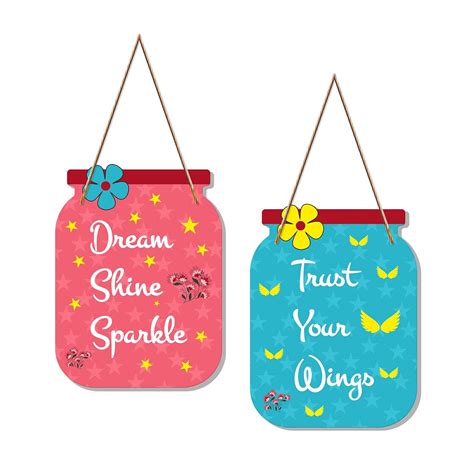 Artvibes Dream Shine Sparkle Quote Decorative Art MDF Wooden Hanger for ...