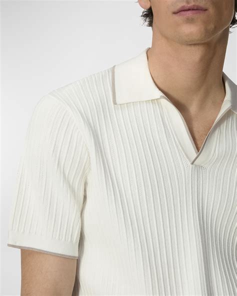 Rag & Bone Men's Harbor Ribbed Johnny Collar Polo Shirt | Neiman Marcus