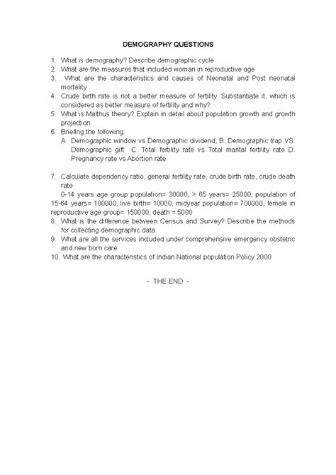 Demography Exam 2018: Key Questions and Concepts Explained - Studocu