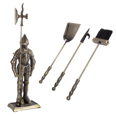 3-Piece Fireplace Tool Set and Medieval Knight Stand | Ubuy India