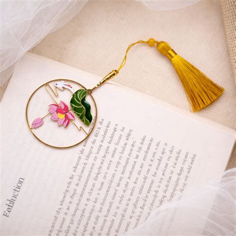 Brass Bookmarks Handcrafted Lotus Design Multicolor Bookmark with Tass ...