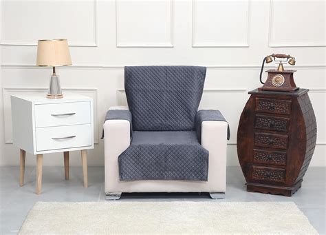 RRB Textile Quilted Velvet Fabric 1 Seater Sofa Cover with Arm Covers ...