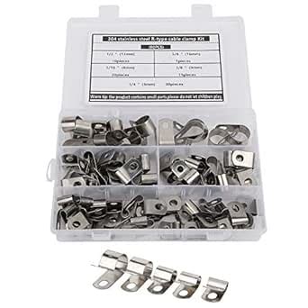 80PCs R Type Clip Cable Clamp Fastening Hardware Kit for Cable ...