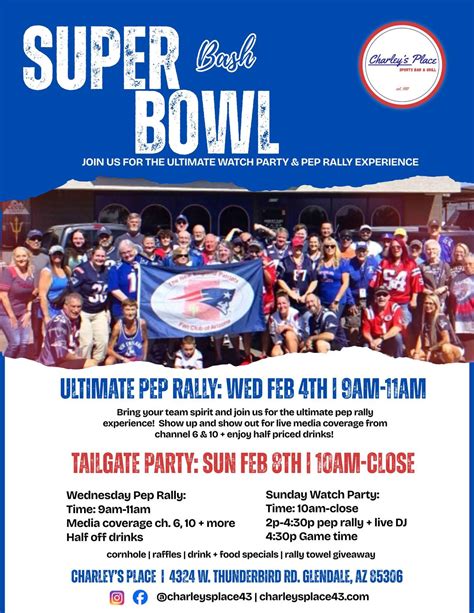 Super Bowl Bash Watch Party & Tailgate at Charley’s Place, 4324 West ...