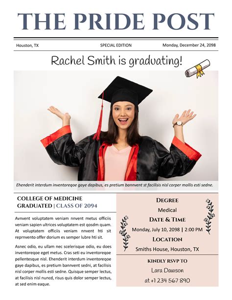 College Graduation Newspaper Announcement Wording