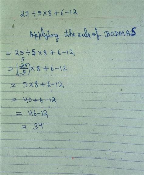 Simplify 25 divide 5 multiply 8 +6 - 12 6 - Brainly.in