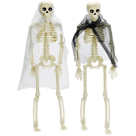Buy HOVEOX 2 Pack Halloween Skeletons Full Body Posable Movable Joints ...