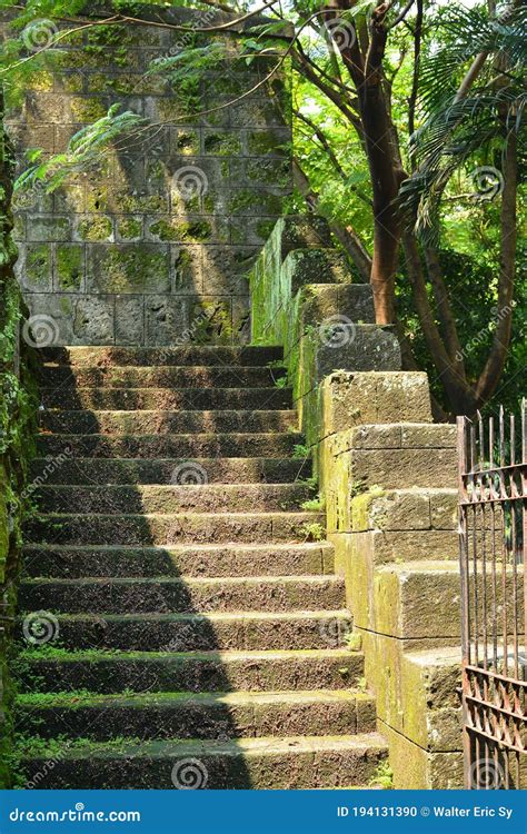 Outdoor Stairs Made from Bricks with Algae during Spanish Era Stock ...