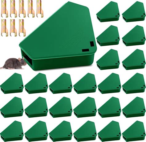 Amazon.com : Qualirey 24 Pcs Mice Station with Key Triangle Bait ...