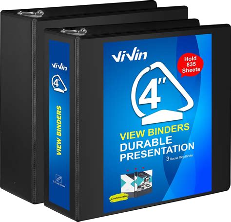 Amazon.com : ViVin Durable 4 inch Slant-D Ring Binder, View Binder ...