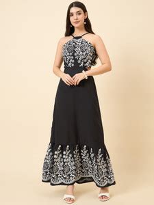 AAYU Women Maxi Black Full Length Dress - Buy AAYU Women Maxi Black ...