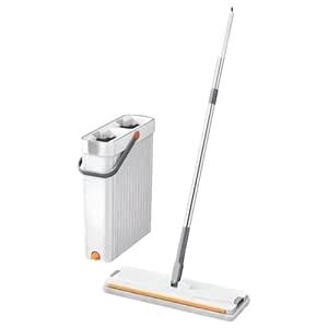 FavHome Flat Mop Set with Dual-Chamber Bucket | Wet & Dry Mopping | 360 ...