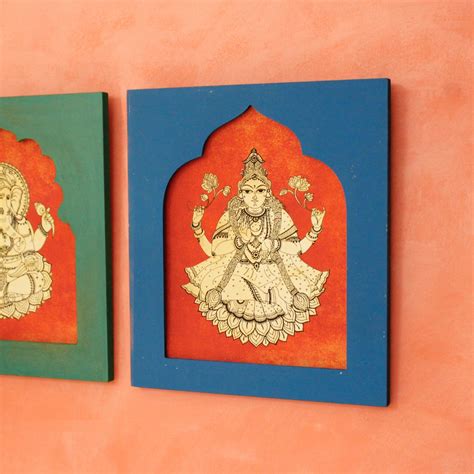 Buy Handpainted Wall Art Frame Laxmi Ganesh Traditional Indian Online ...