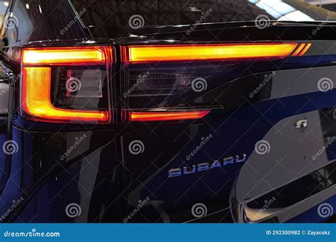 Lit Elegant Left Rear LED Lights of Modern Japanese Battery Electric Compact Crossover SUV Car ...