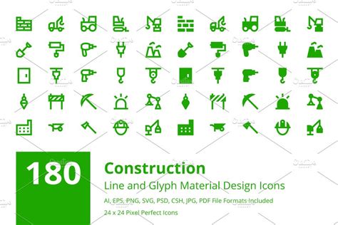 180个建筑建设工具器械图标 180 Material Construction Icons - 云瑞设计