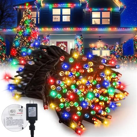 Christmas Tree Lights, 100FT 300LED Multi Colored Christmas Lights, 8 ...